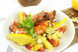 Gambas poelée & Vinaigre de clémentine